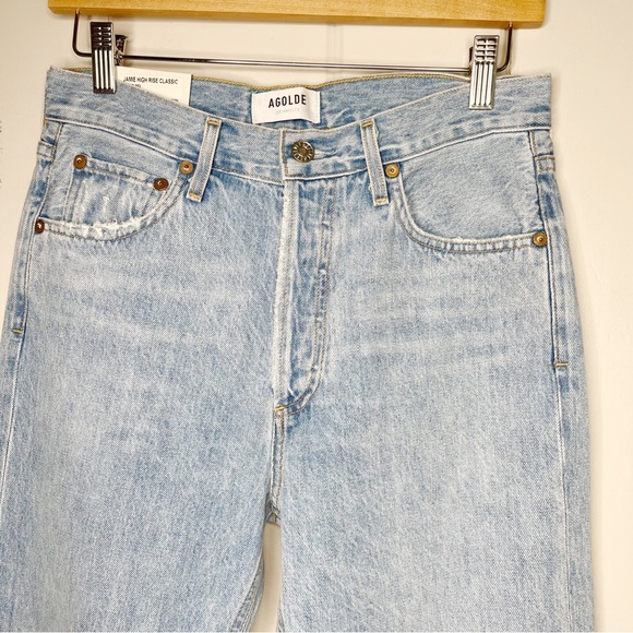 NWT REVOLVE AGOLDE Jamie High Rise Classic Shakedown Distressed Light Wash Jeans - Picture 3 of 10